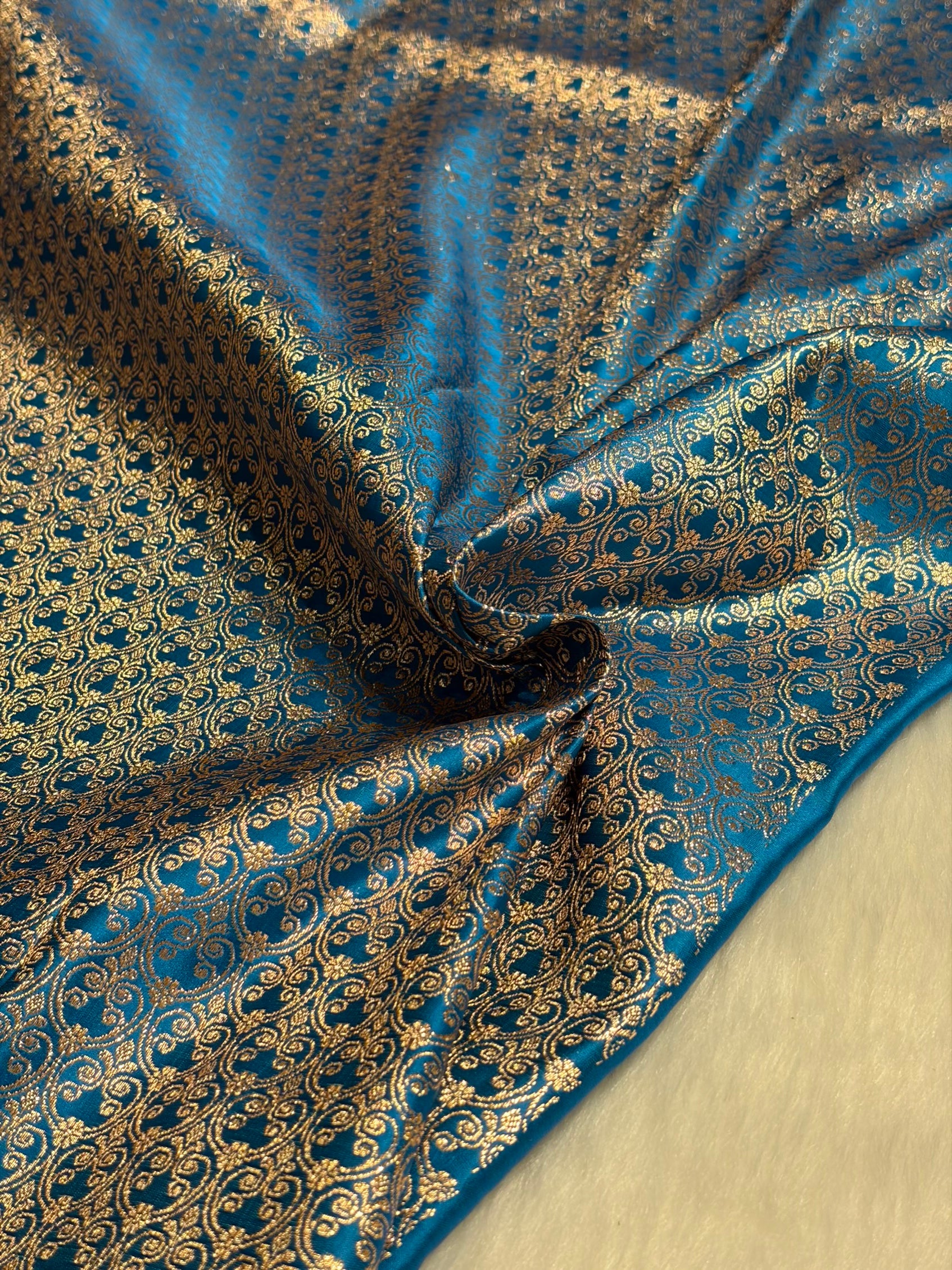 Firozi Floral Boota Satin Katan Silk saree SK35