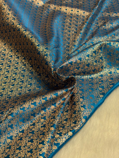 Firozi Floral Boota Satin Katan Silk saree SK35
