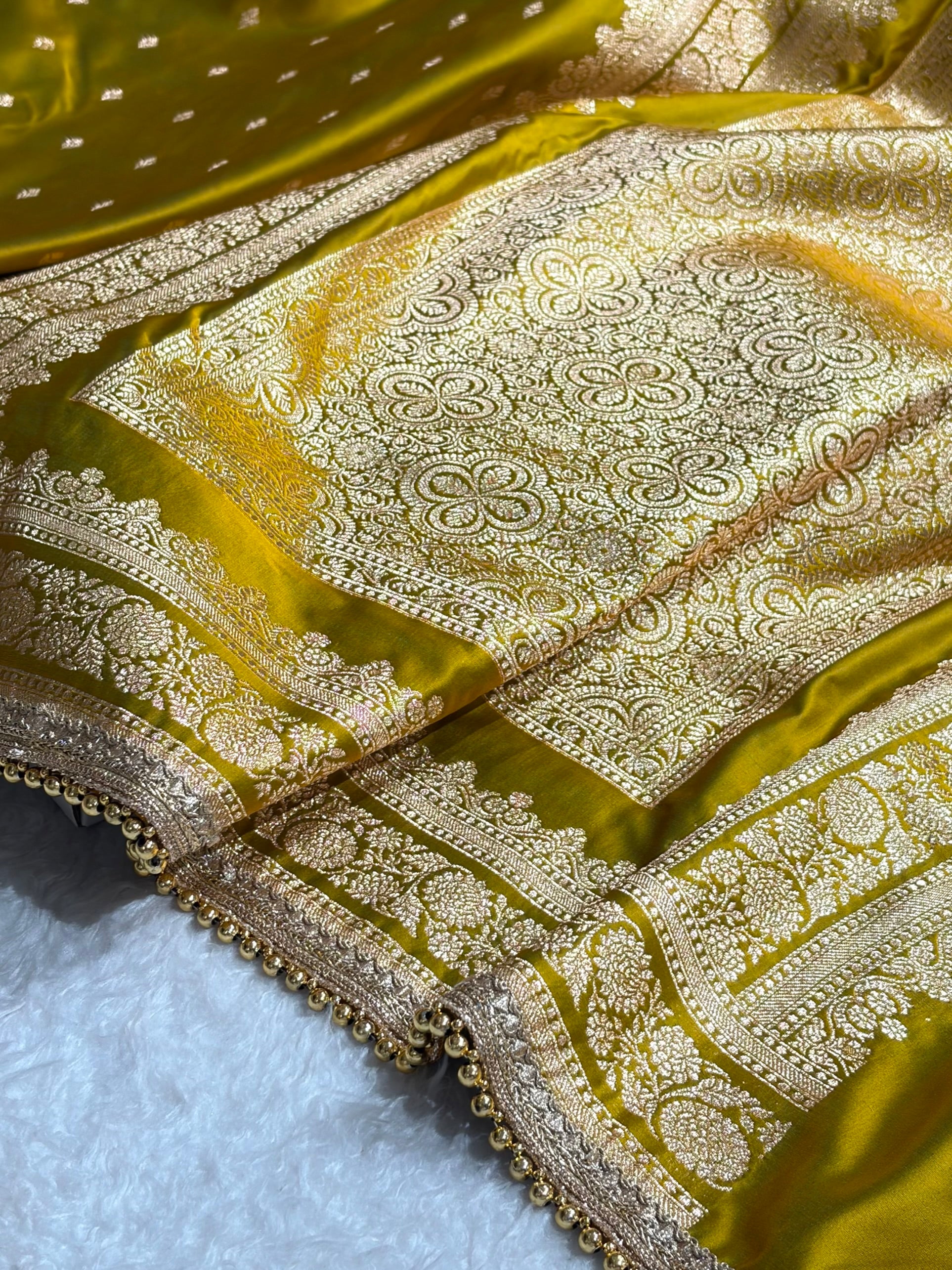 Liril Mehendi Booti Pattern With Gotta Patti Satin Katan Silk Saree SKGP51