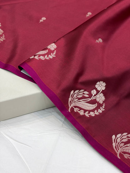 Rusty Mauve Shade With Booti Pattern Mashru Silk Saree