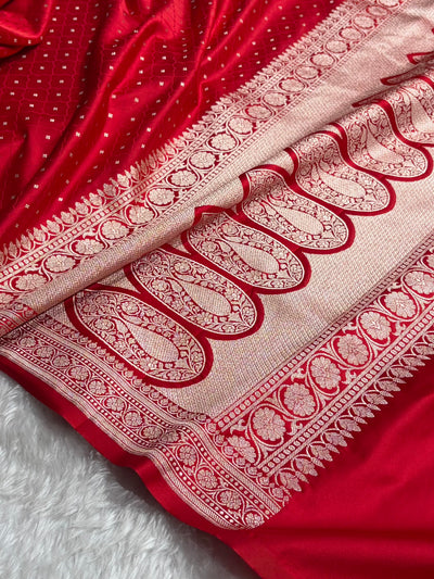 Dark Red Shades Tanchoi Motif Mashru Silk Saree MST-13