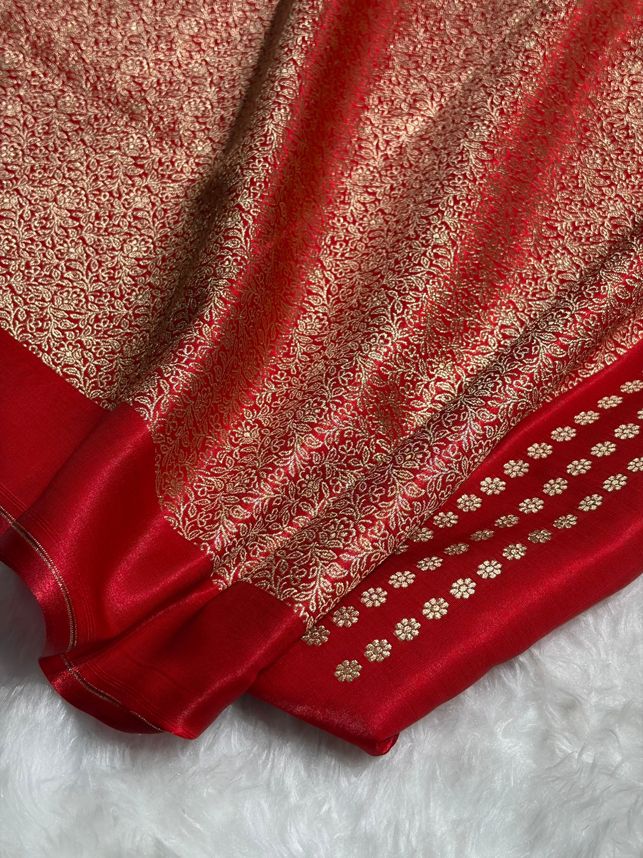 Red Shades Banarasi Satin Silk Saree SS36