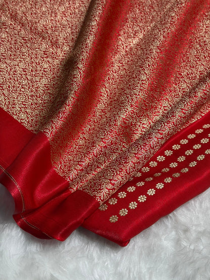 Red Shades Banarasi Satin Silk Saree SS36
