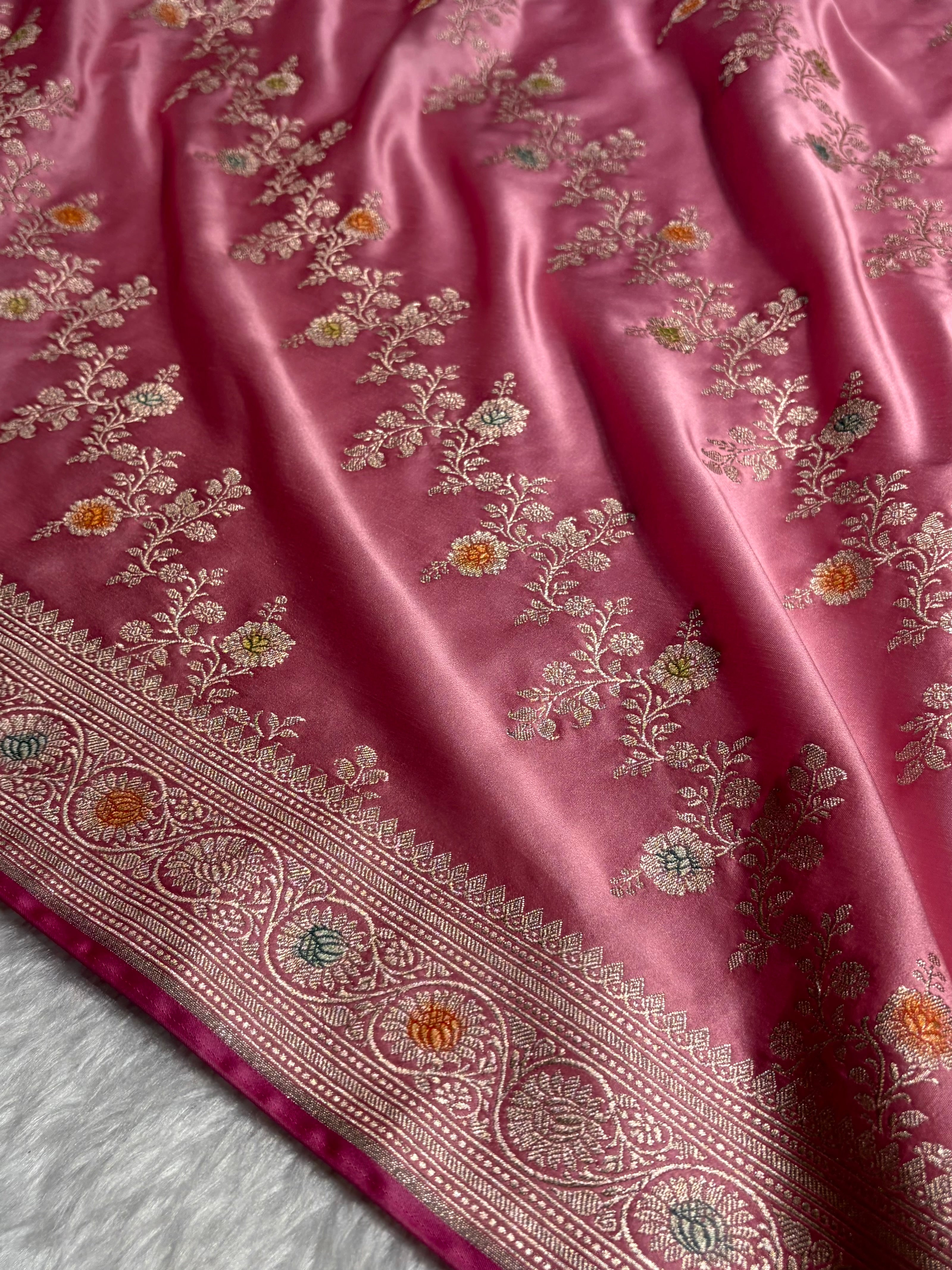 Blush Pink Minakari Banarasi Cross Mashru Silk Saree MS01