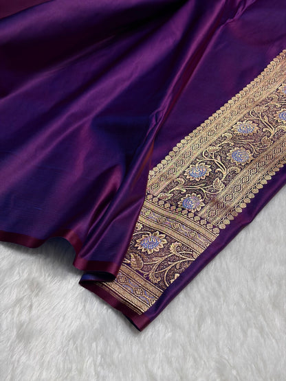 Cross Purple Booti Katan Silk saree