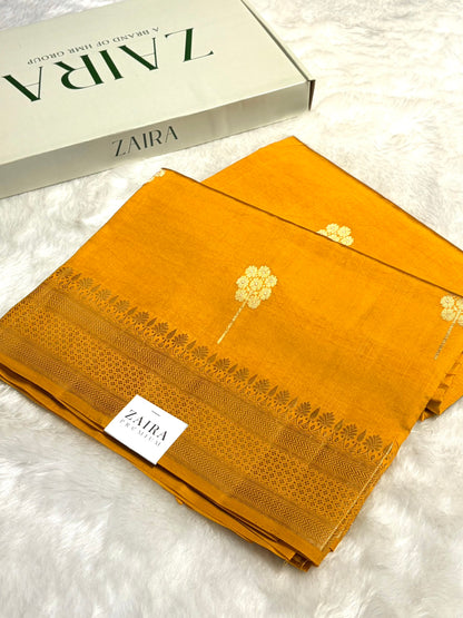 Mustard Shades Handwoven Pure Raw Mango Silk RM-47
