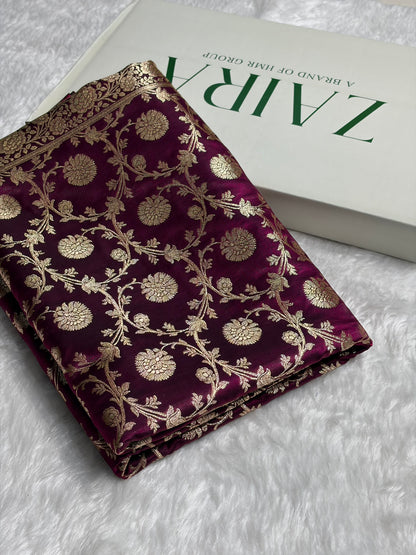 Light Weight Wine shades Satin Silk Saree SS15