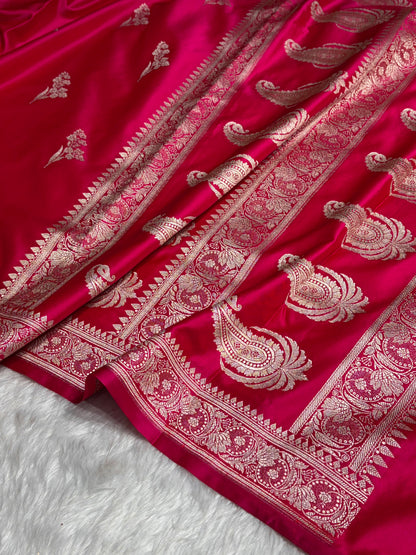 Cross Rani Boota With Floral Border Mashru Silk Saree MSM-97