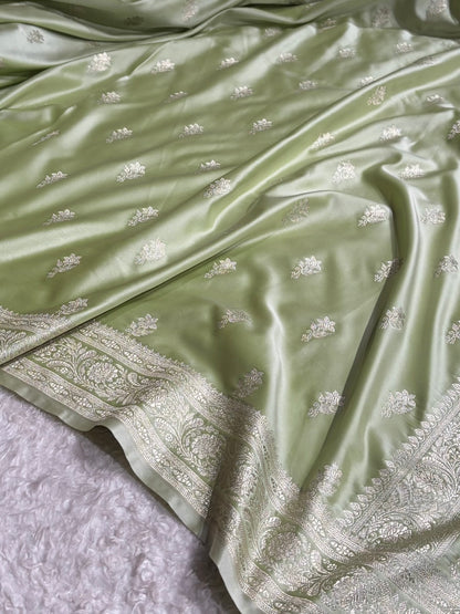 Tusser Shades Banarasi Boota Pattern Floral Mashru Silk Saree MSM-120