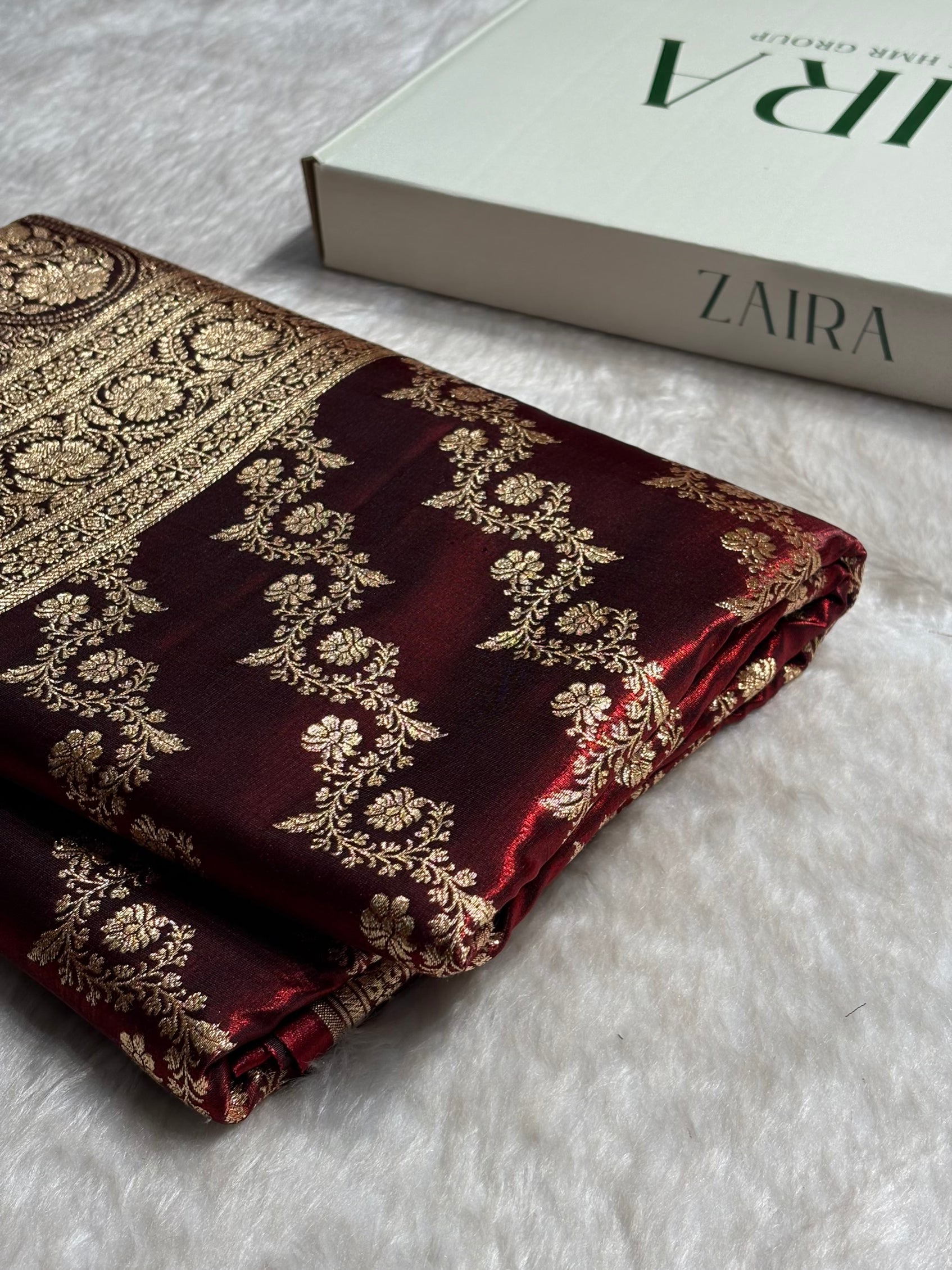 Maroon Shades Banarasi Satin Silk Saree SS32