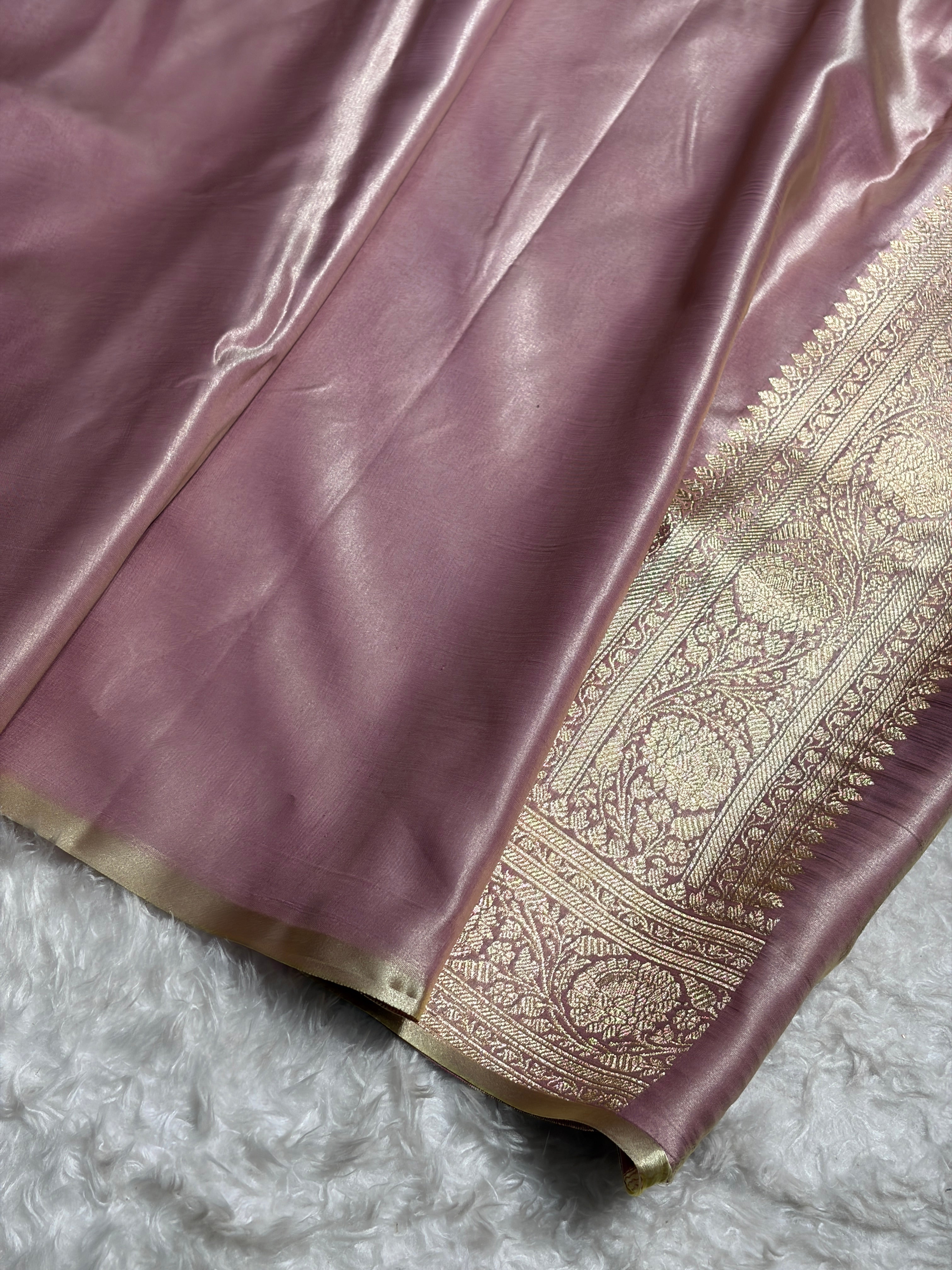 Mauve Gold Shades Brocket Satin Silk Saree Banarasi Saree Shades SS30