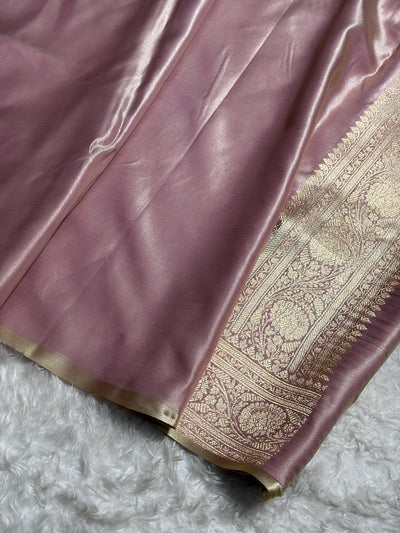 Mauve Gold Shades Brocket Satin Silk Saree Banarasi Saree Shades SS30
