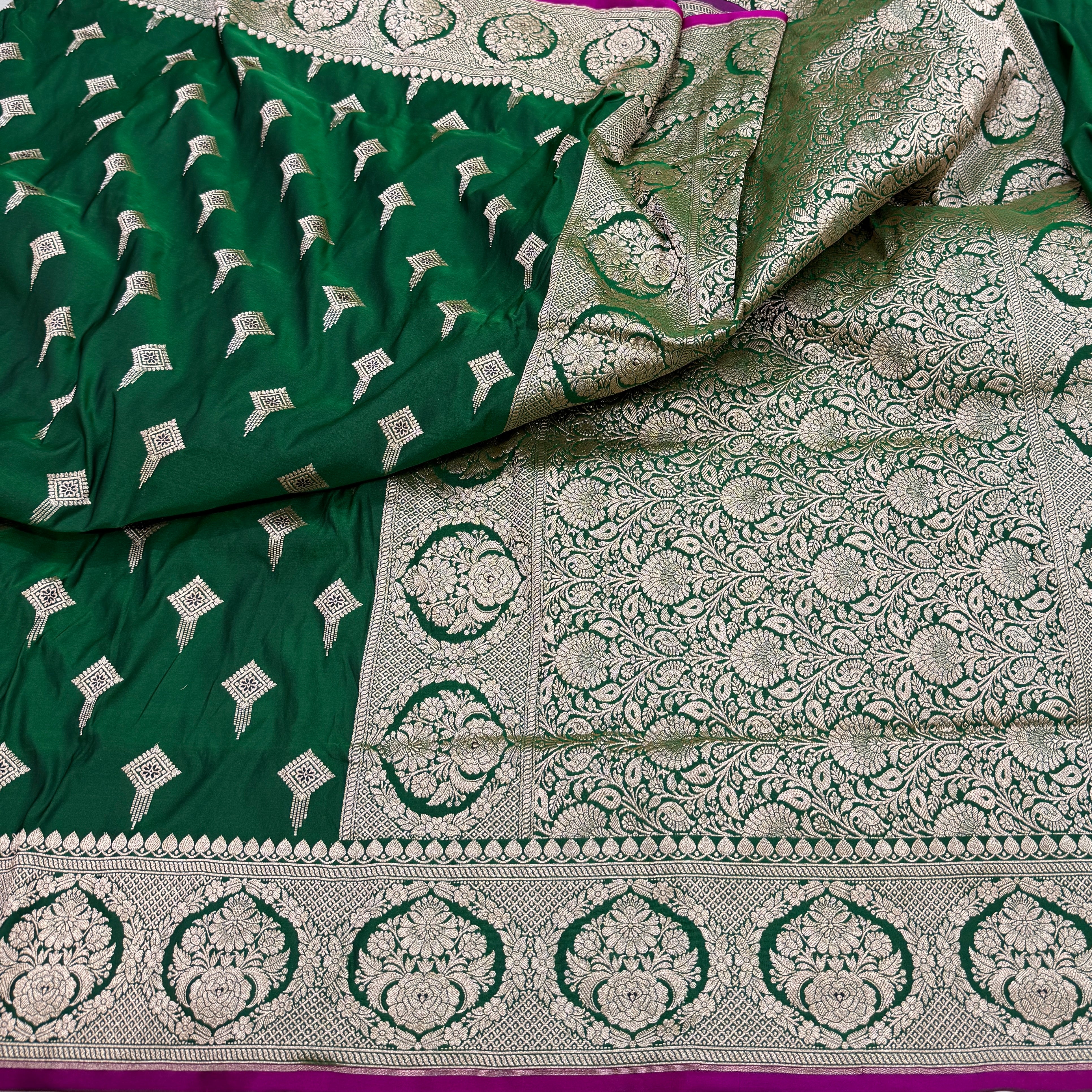 Beautiful Bottle Green Saree Mashru Silk Saree