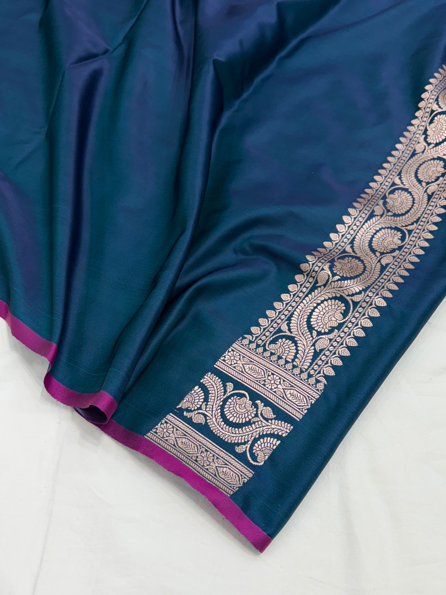 German Blue Shade With Booti Pattern Mashru Silk Saree