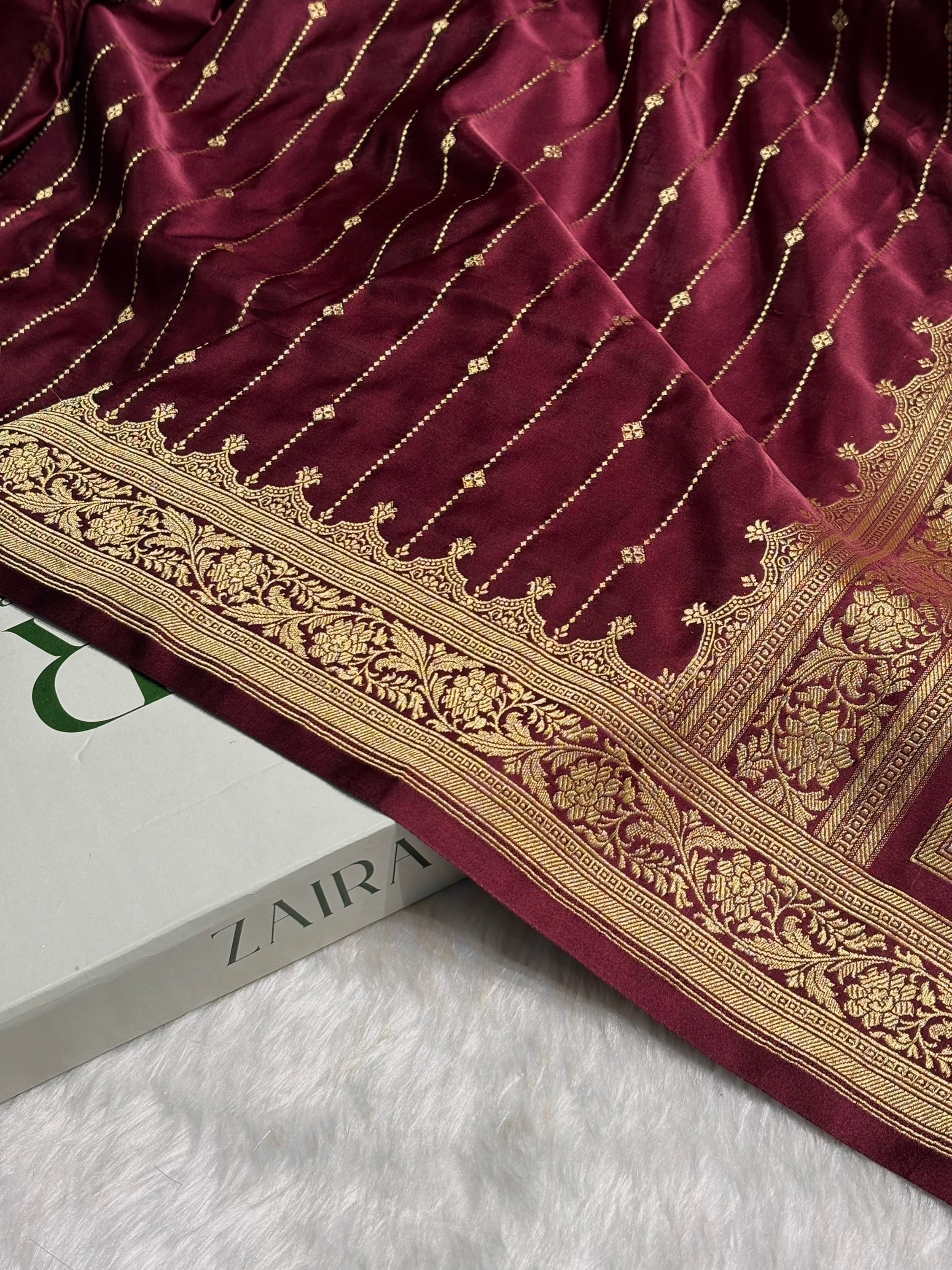 Garnet Shades Satin Katan Silk Saree SK63