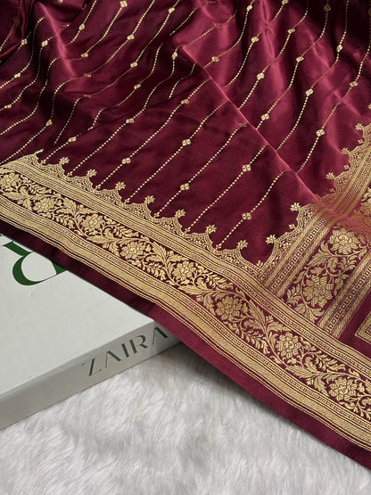 Garnet Shades Satin Katan Silk Saree SK63