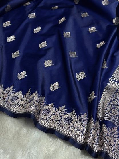Violet Floral Boota With Floral Border Mashru Silk Saree MSM-80