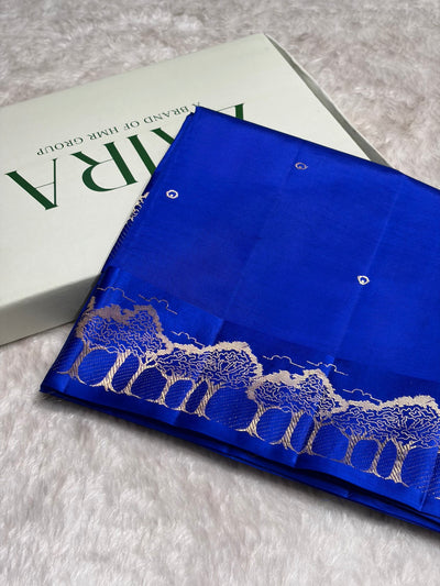 Royal Blue Shades Handwoven Pure Paper Silk RM-63