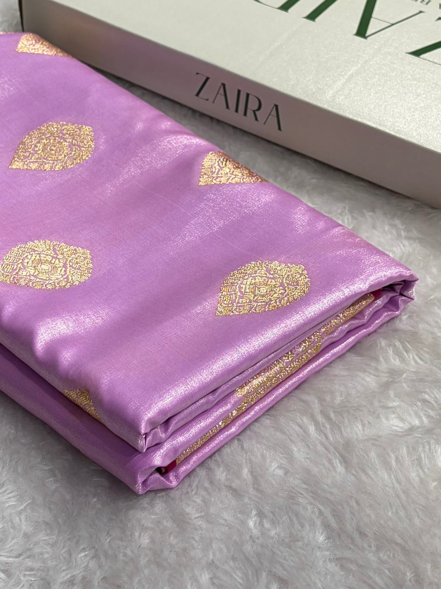 Ultra Light Weight Satin Silk Boota in Lavender Shades SS05