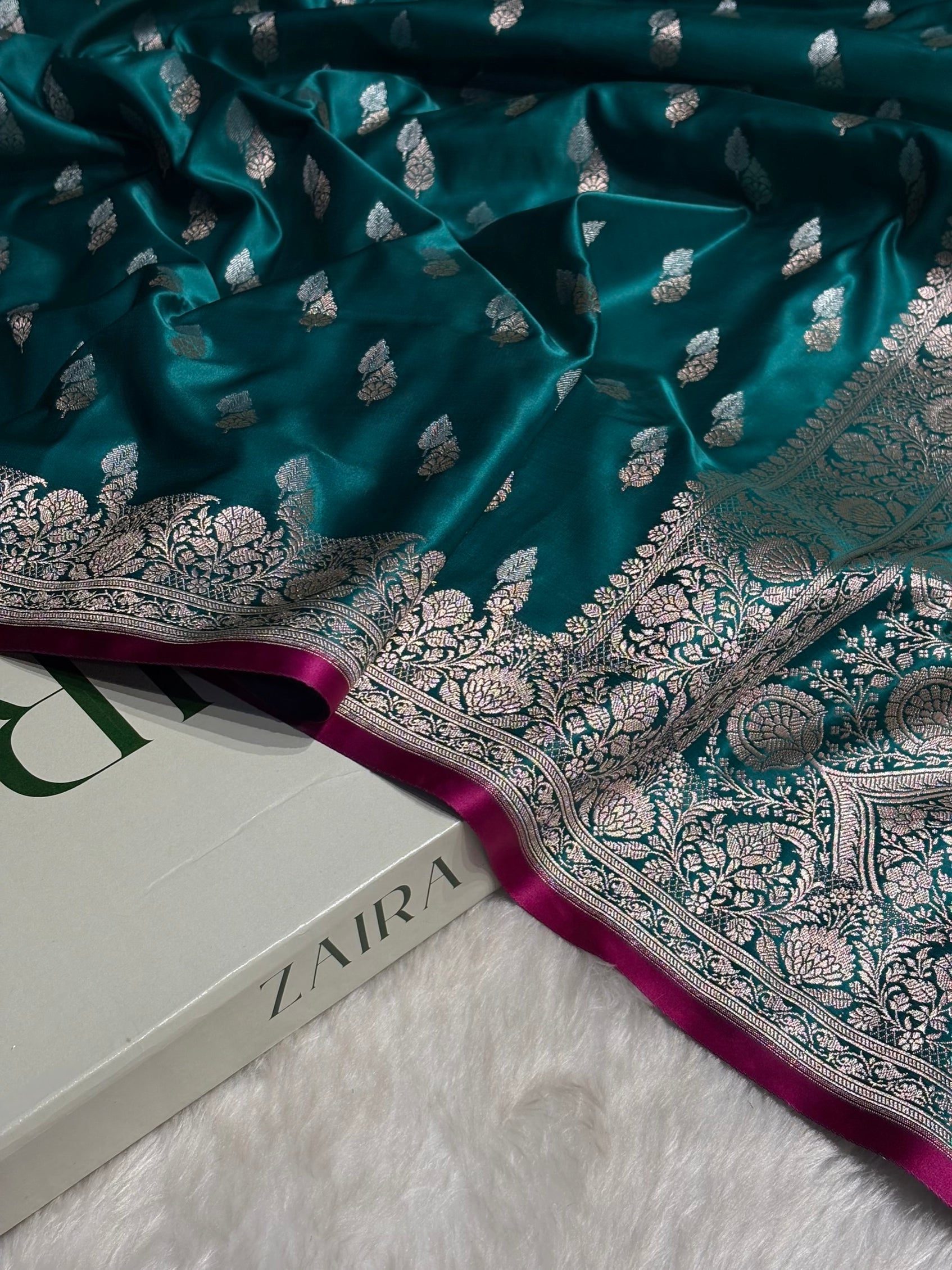 Rama Shades Floral Booti Mashru Silk Saree MSM-69