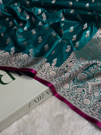 Rama Shades Floral Booti Mashru Silk Saree MSM-69