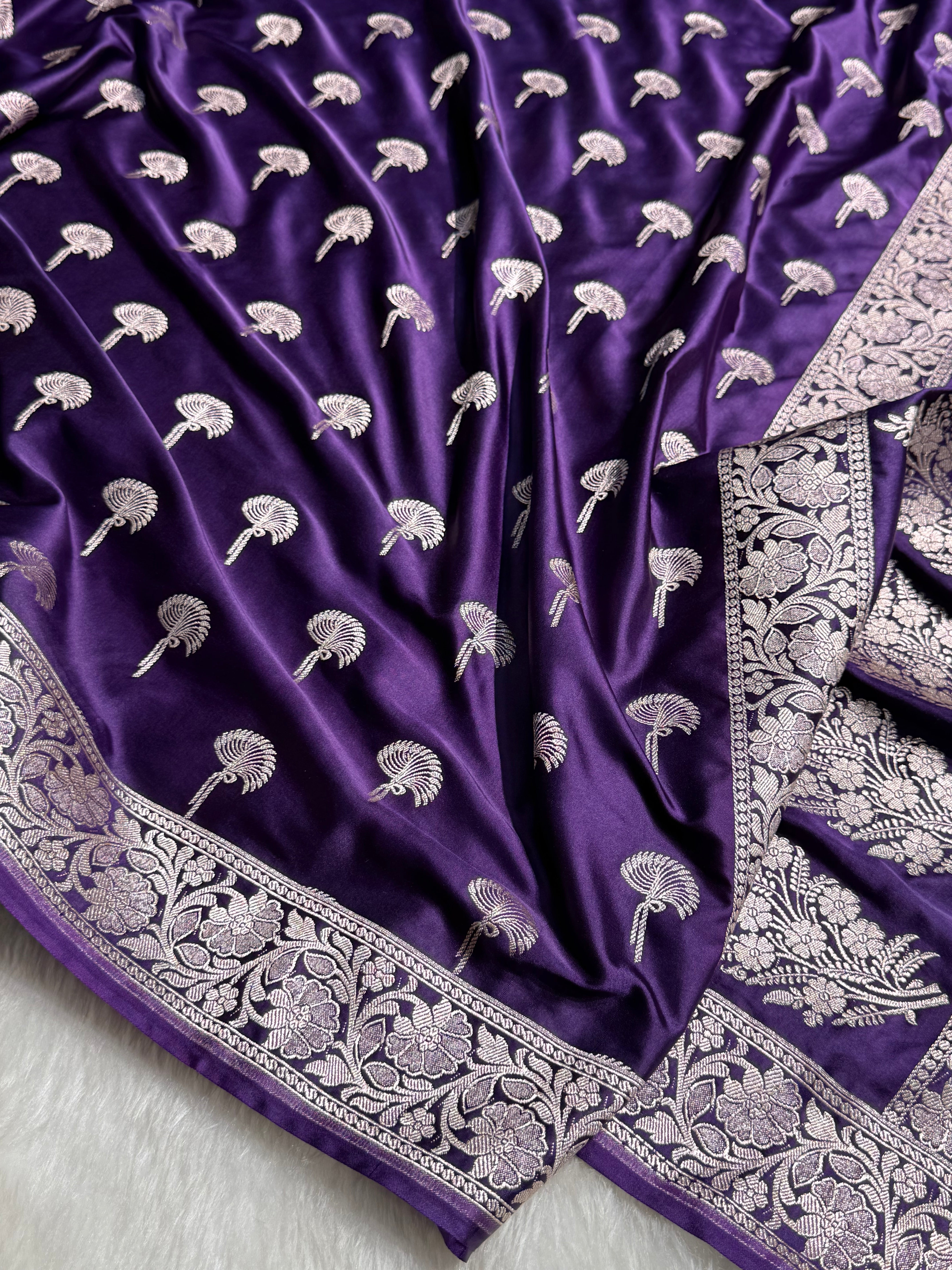 Purple Shades Floral Booti Mashru Silk Saree