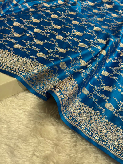 Banarasi Firozi Shades Floral Mashru Silk Saree MCS92