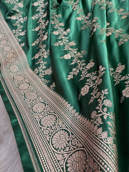 Dusty Turquoise Shades Banarasi Cross Mashru Silk Saree