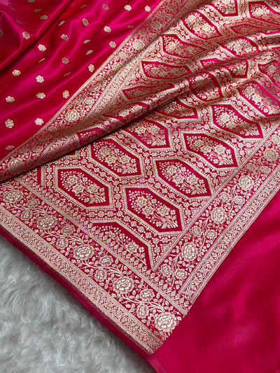 Banarasi Rani Shades Booti Pattern Banarasi Satin Silk Saree SS63 (