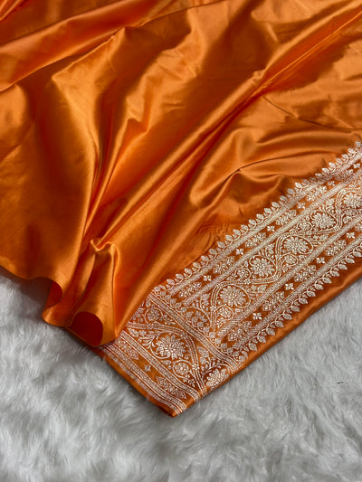 Banarasi Pastel Orange Shades Booti Mashru Silk Saree MCS72