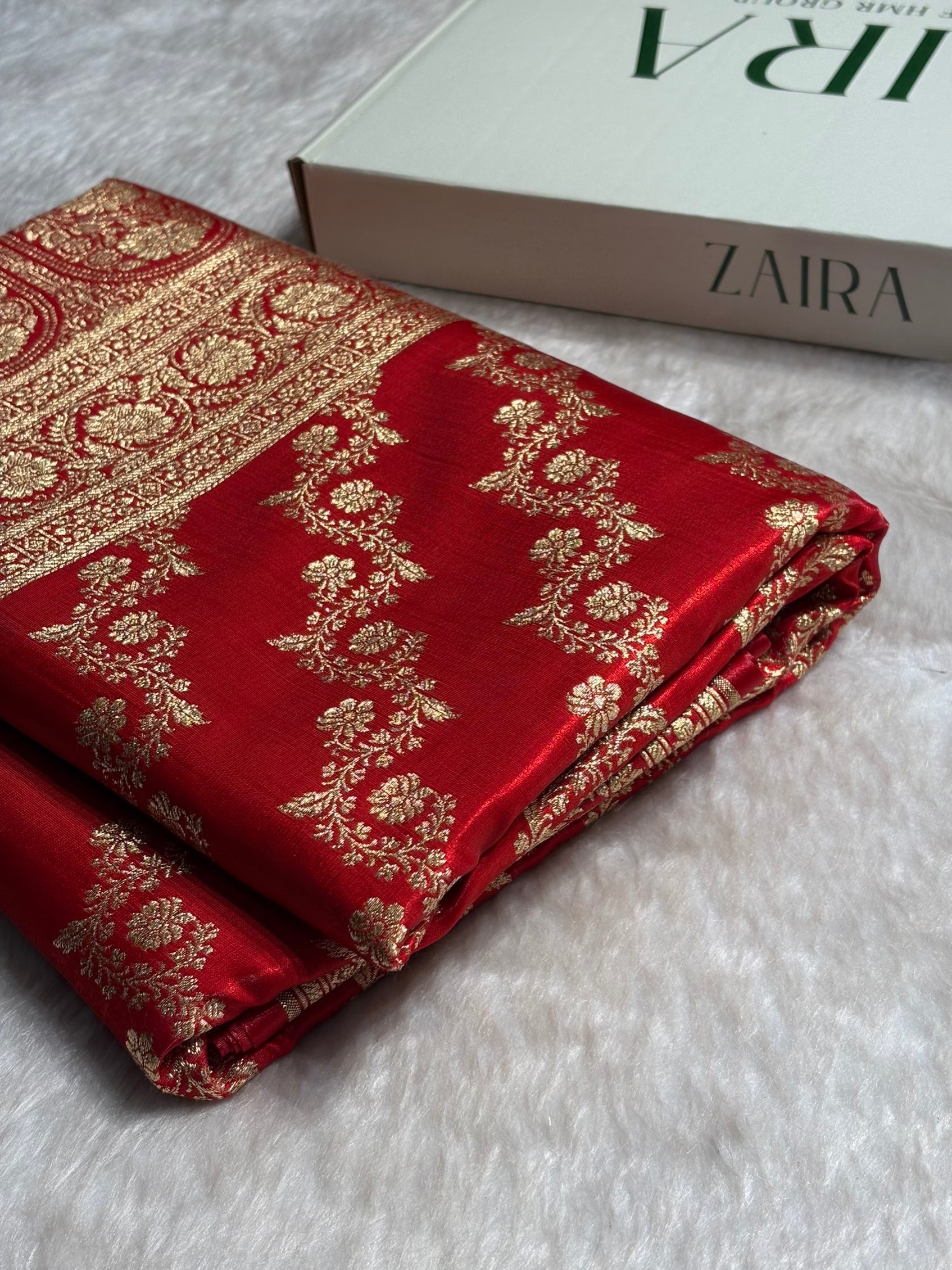 Ruby Red Shades Banarasi Satin Silk Saree SS32
