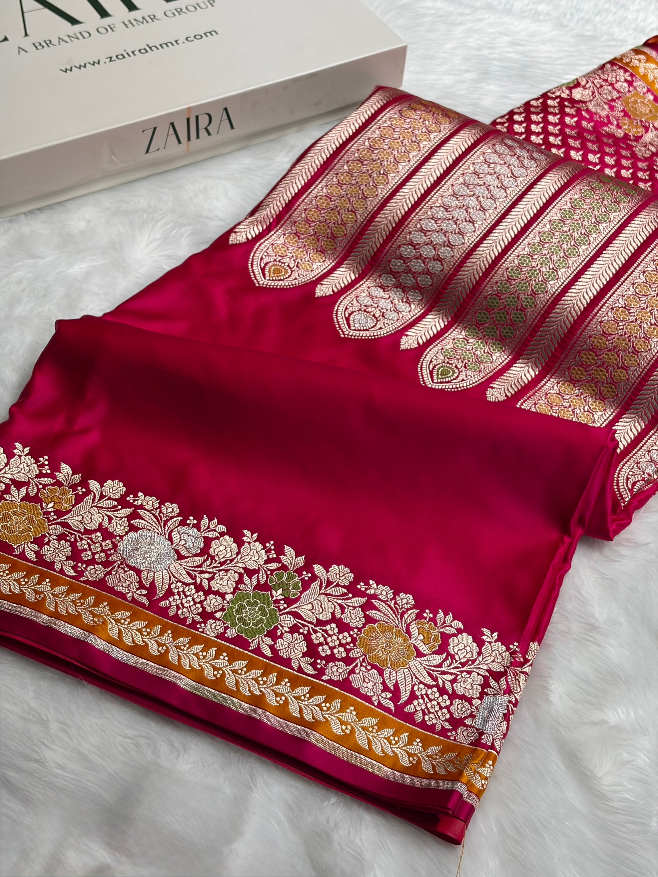 Banarasi Rani Shades Floral Minakari Skirt Border Mashru Silk Saree MSM-83