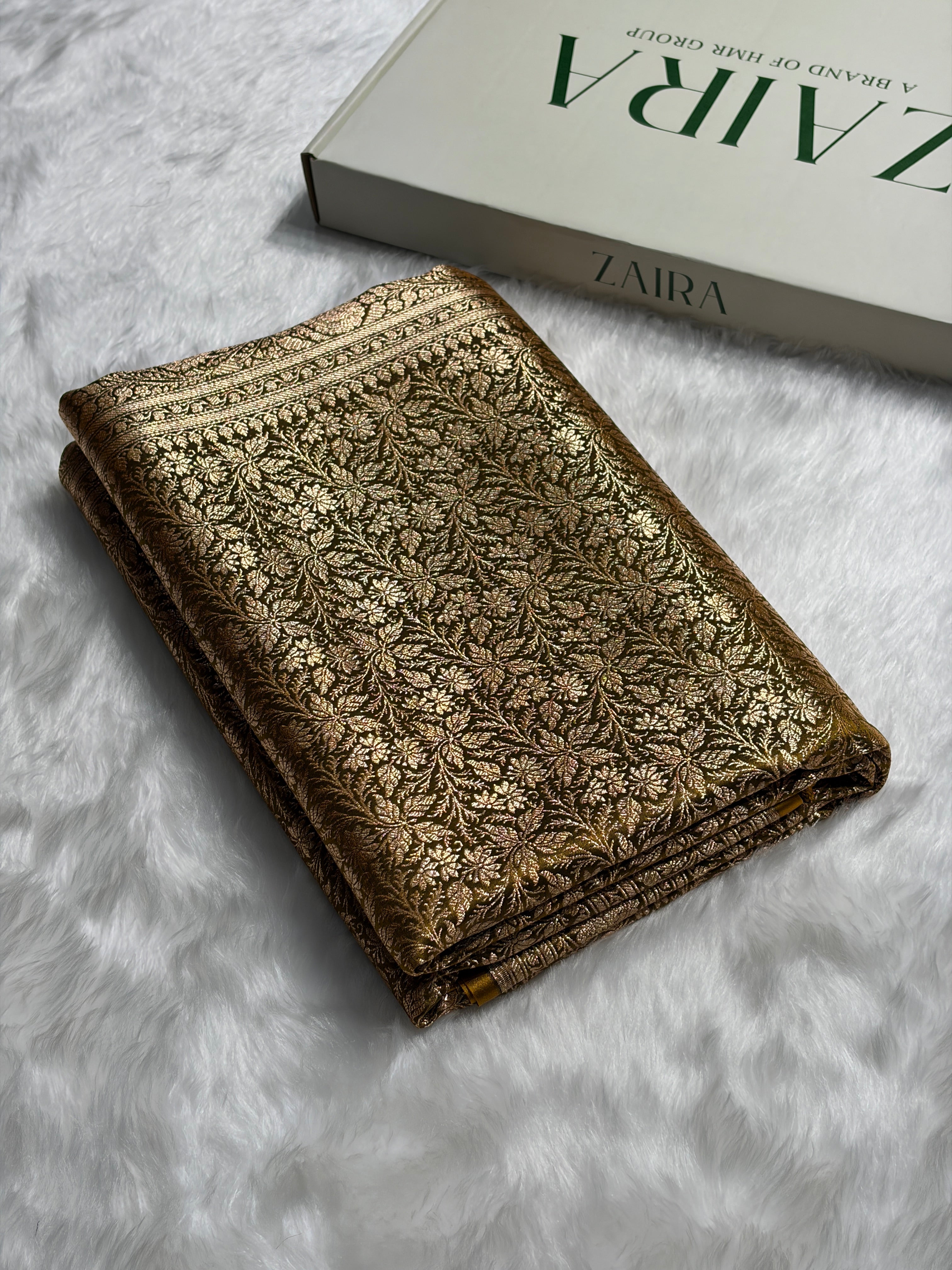 Mehendi Shades Brocket Satin Silk Saree Banarasi Saree Shades SS30