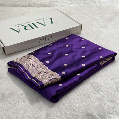 Banarasi Purple Booti Mashru Silk Saree