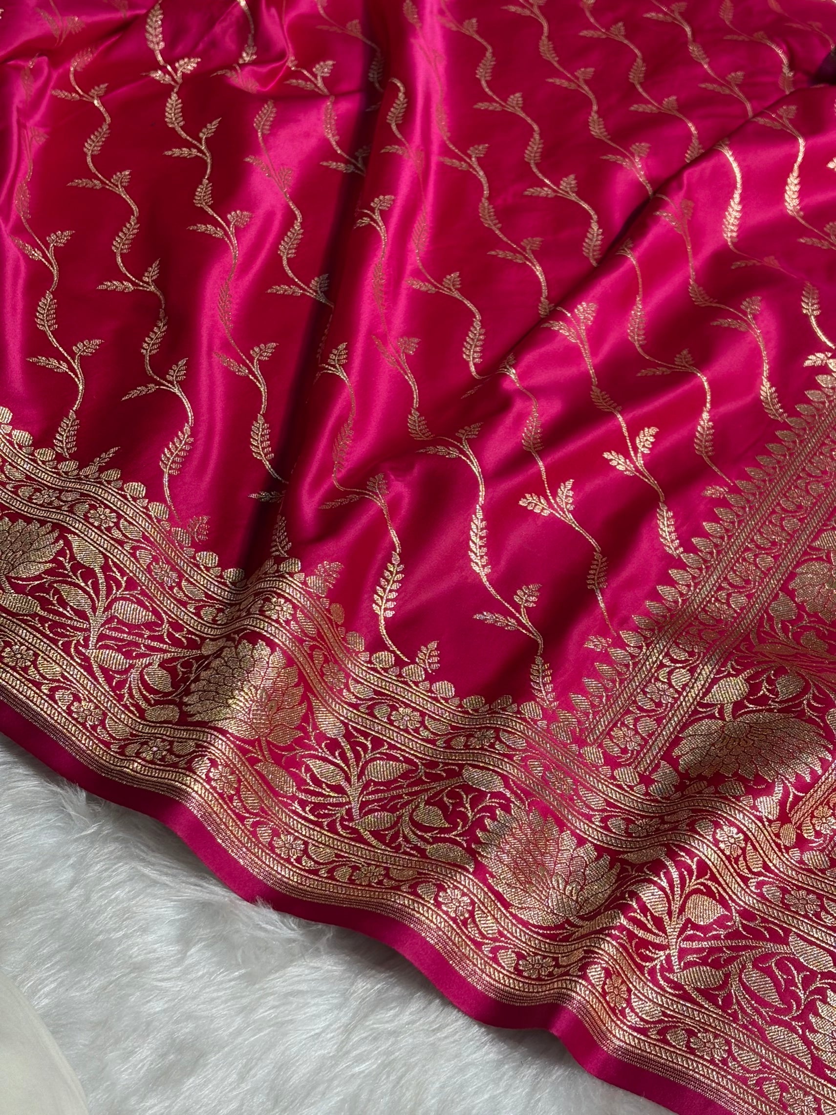 Rani Cross Pattern Satin Katan Silk saree SK37