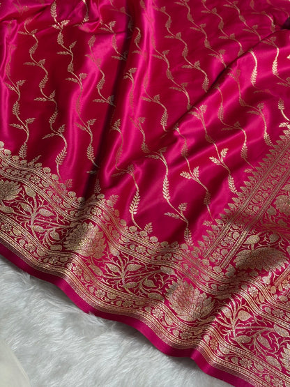 Rani Cross Pattern Satin Katan Silk saree SK37