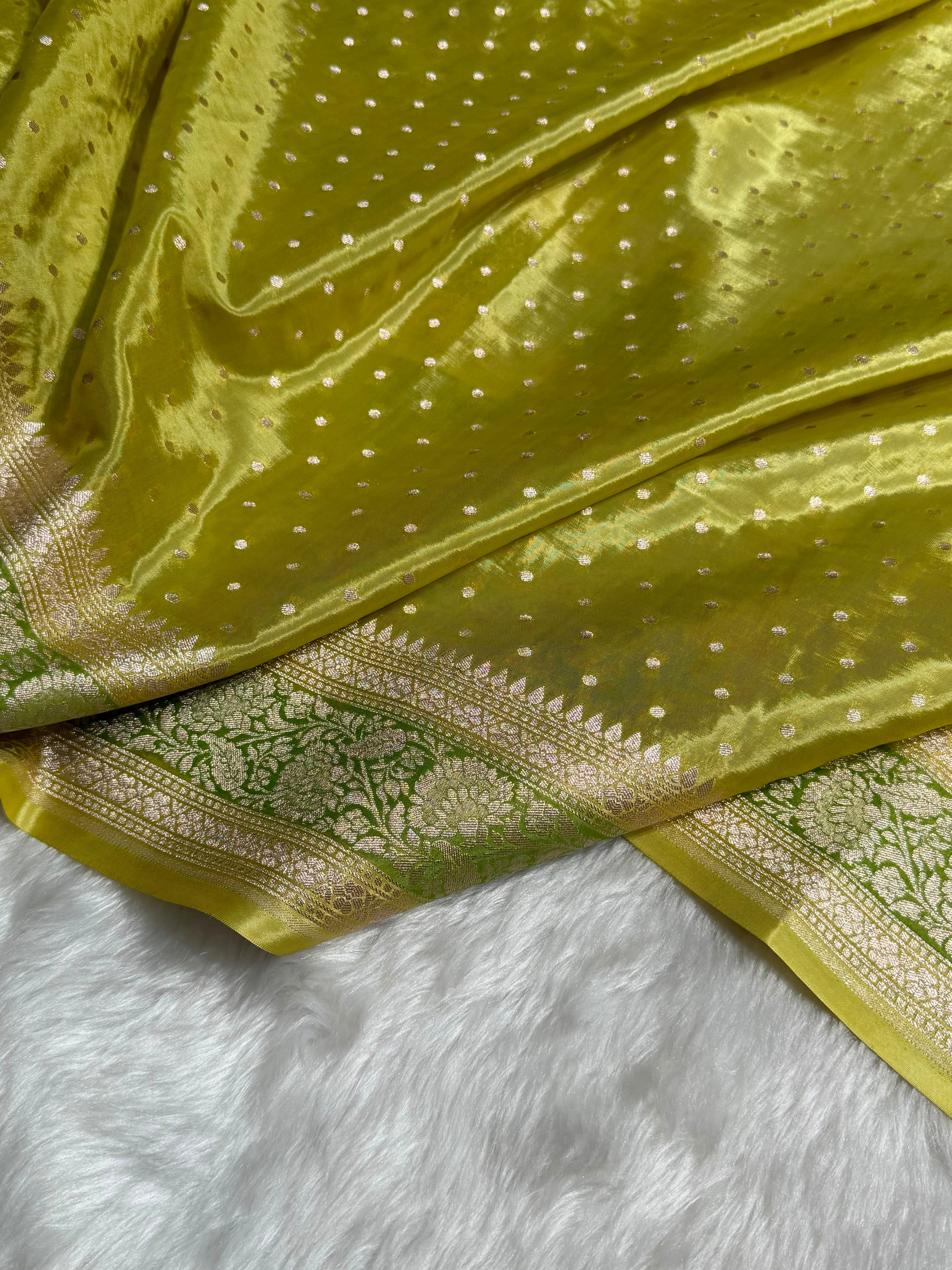 Lemon Shades With Contrast Border Crepe Silky Katan Banarasi Saree CSK-06