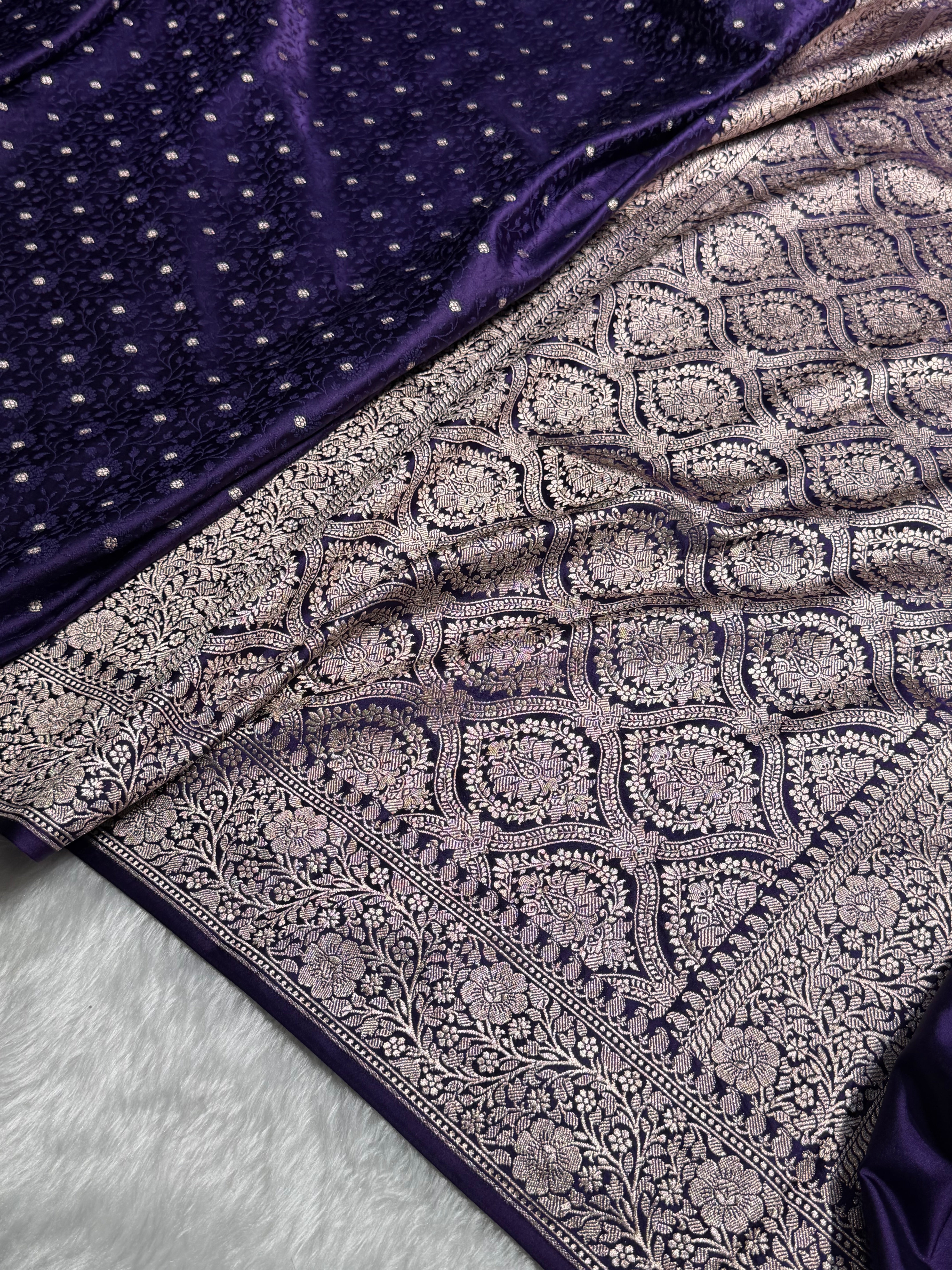 Purple Shades Booti Tanchoi Mashru Silk Saree