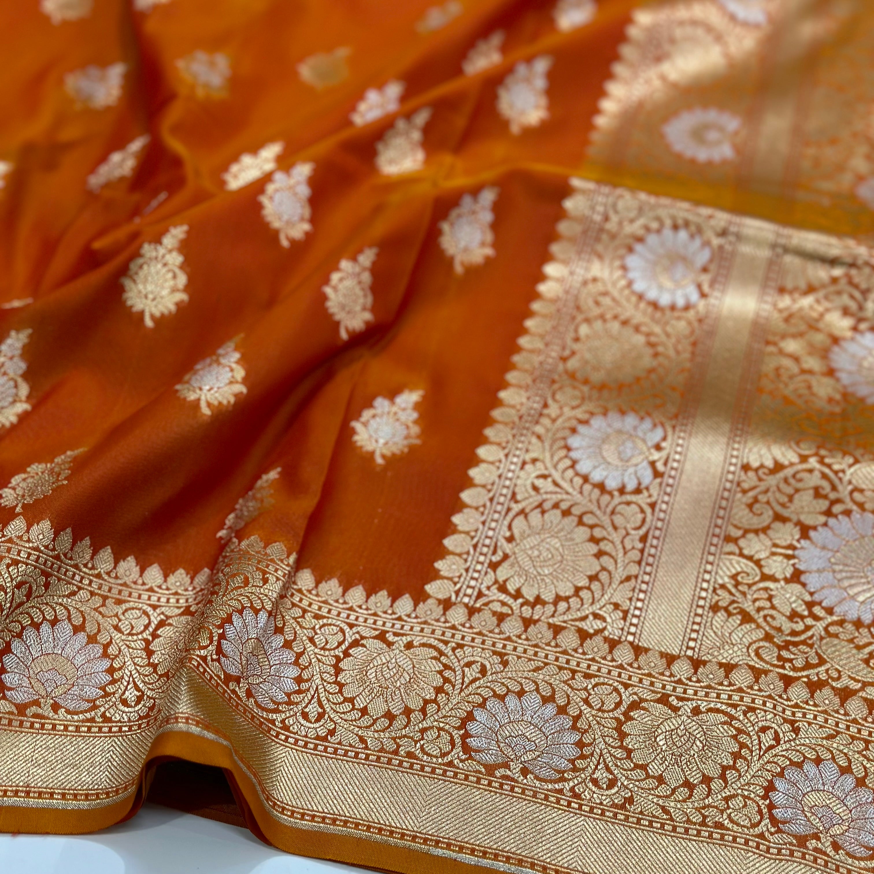 Orange sona Rupa Blended Katan Silk