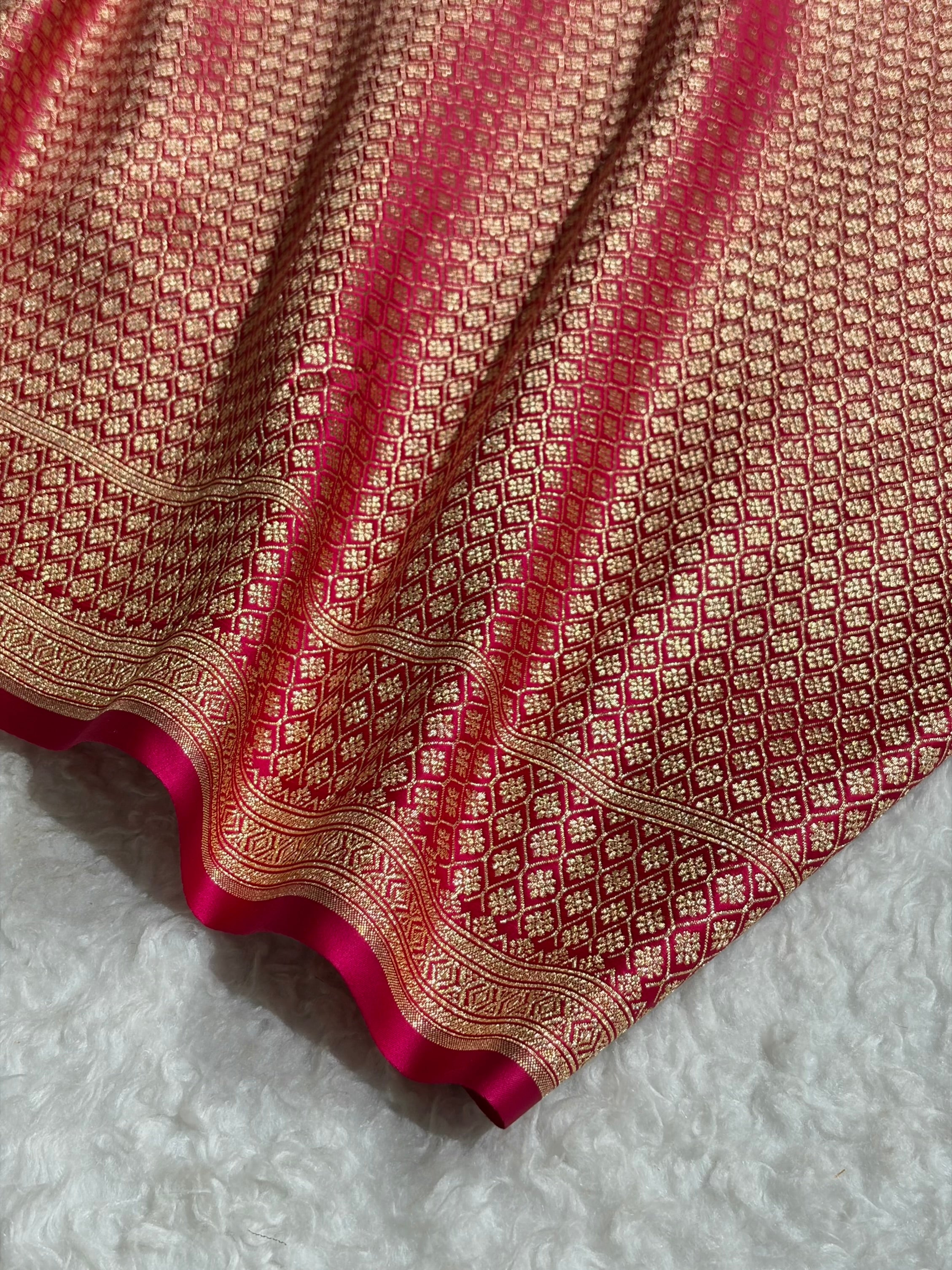 Banarasi Rani Floral Boota Satin Katan Silk saree SK34