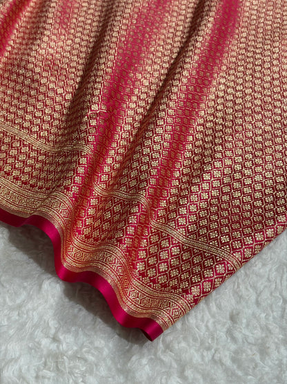 Banarasi Rani Floral Boota Satin Katan Silk saree SK34
