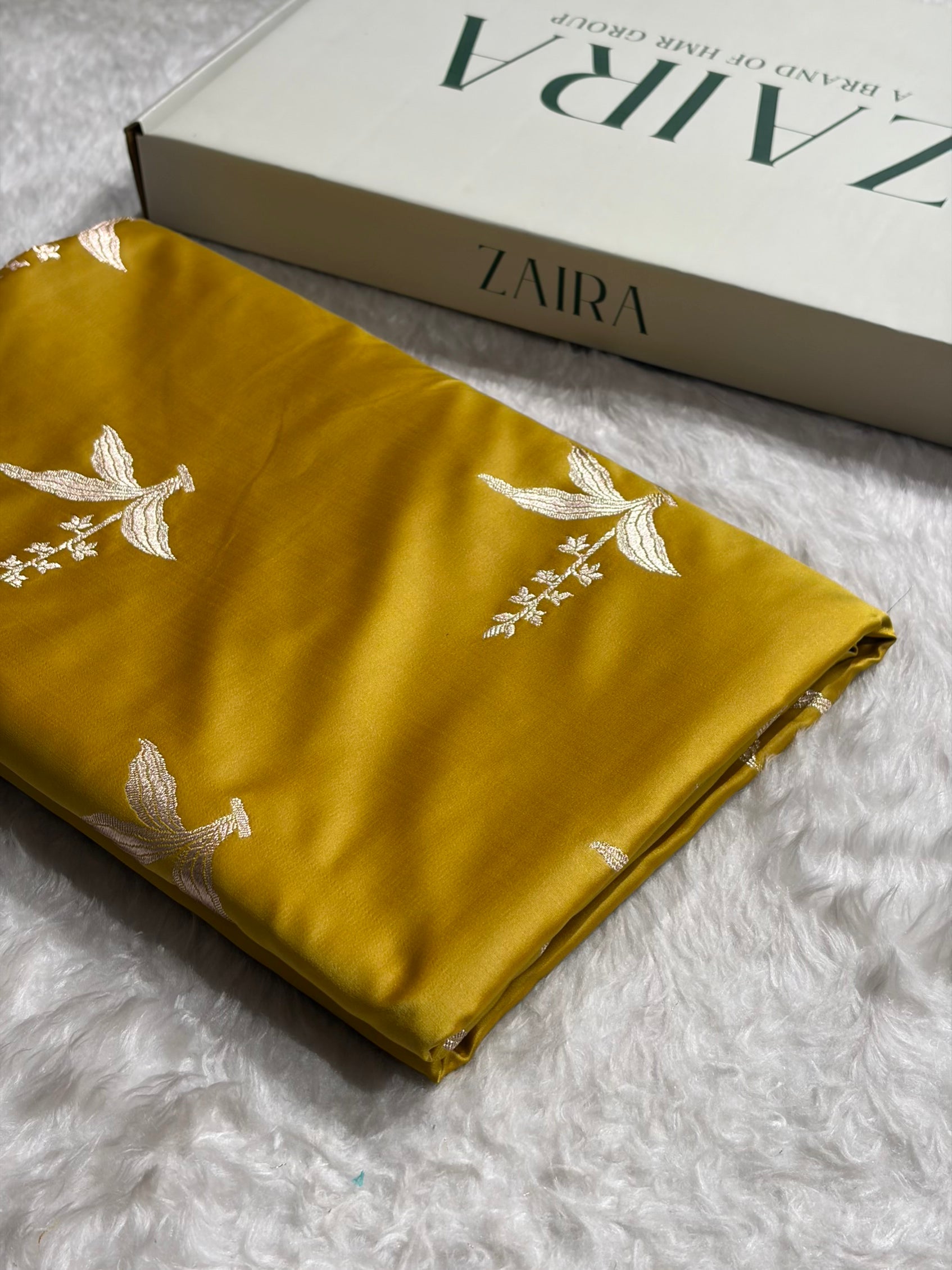 Mustard Floral Motif Mashru Silk Saree MSM-04
