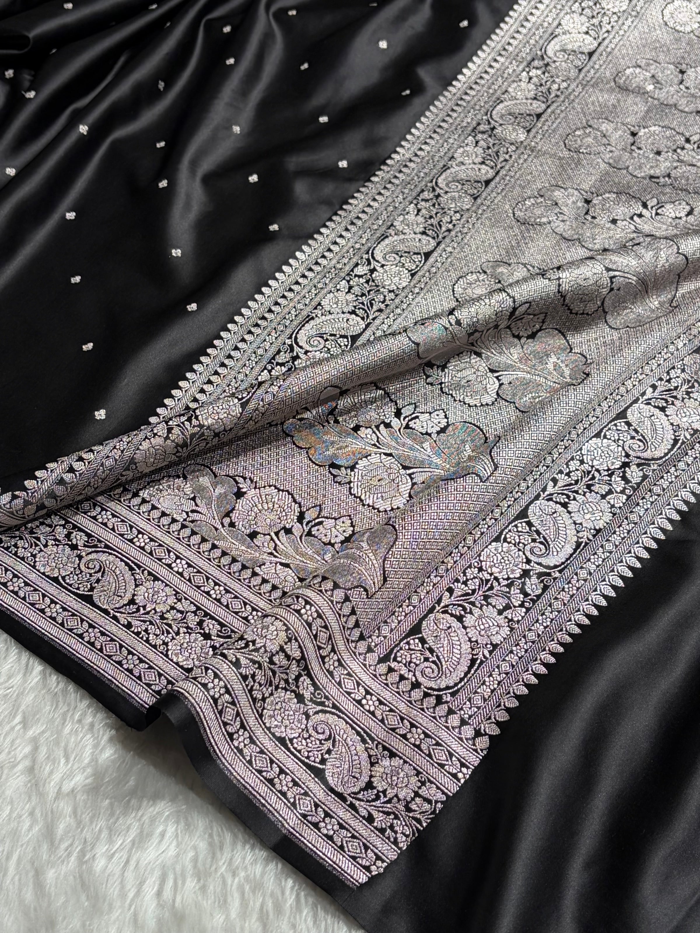 Black Shades Booti Mashru Silk Saree MS64