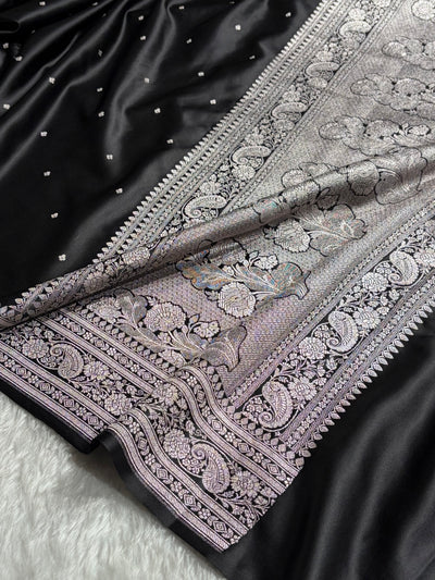 Black Shades Booti Mashru Silk Saree MCS64