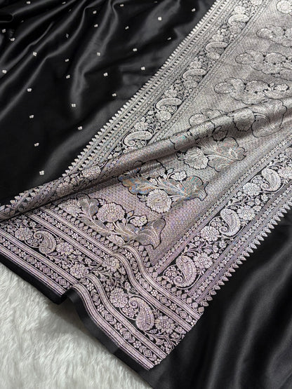 Black Shades Booti Mashru Silk Saree MS64