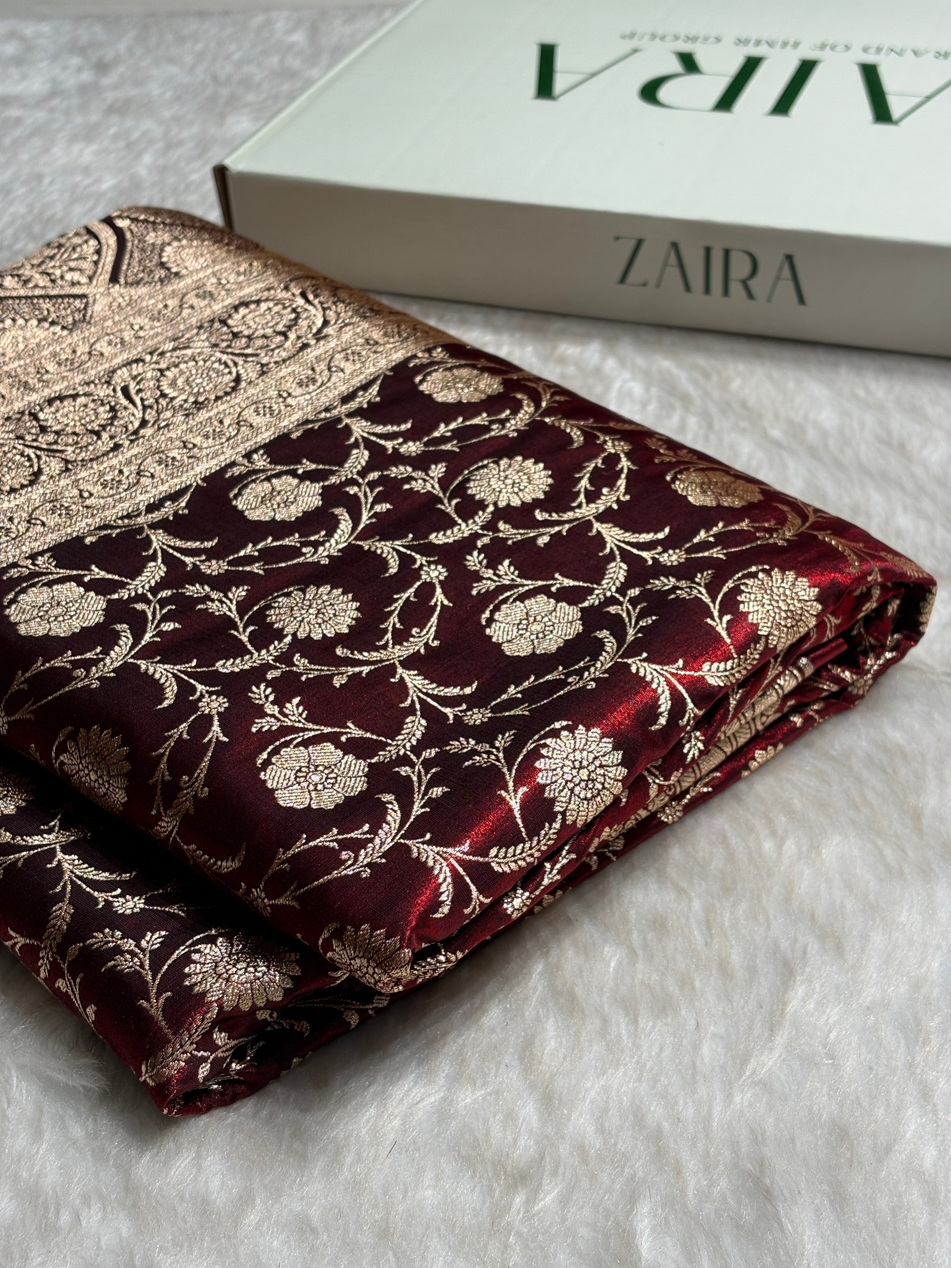 Ultra Light Weight Satin Silk Jaal in Maroon Shades SS13