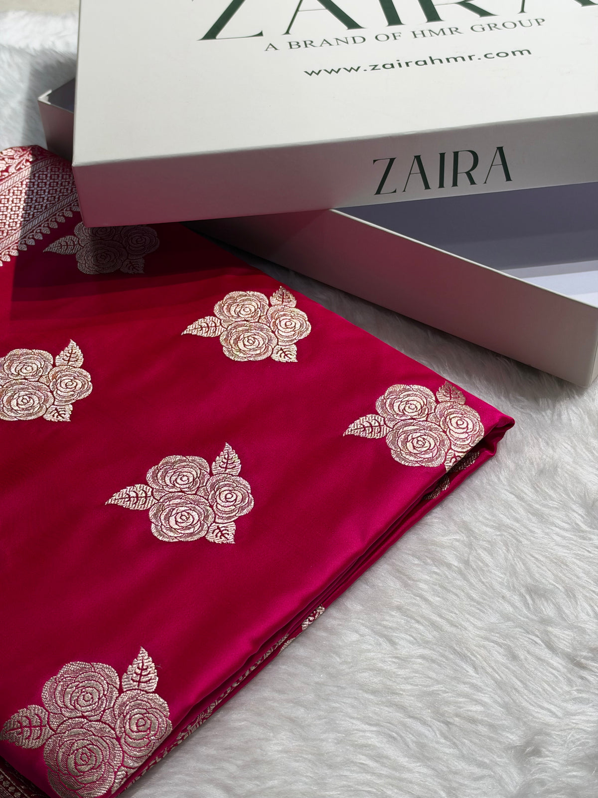 Rani Pink Shades in Rose Motif Pattern Mashru Silk Saree MSM-142