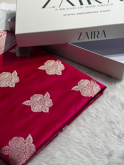 Rani Pink Shades in Rose Motif Pattern Mashru Silk Saree MSM-142