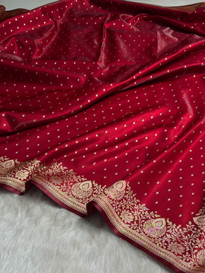 Ultra Light Weight Satin Silk Boota in Maroon Shades SS31