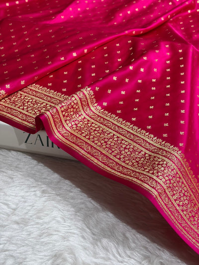 Banarasi Satin Katan Saree in Rani Shades SK88